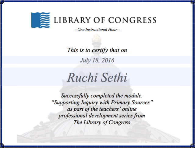 Certificate - Library of Congress